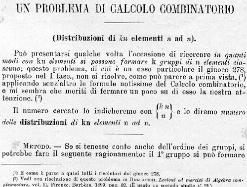 Un problema di calcolo combinatorio